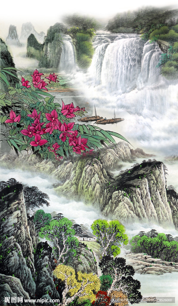 山水玄关背景墙