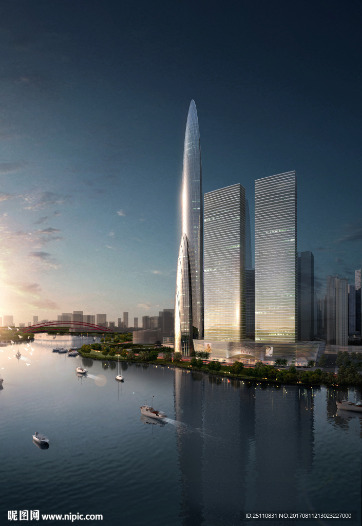 高层水景公建图