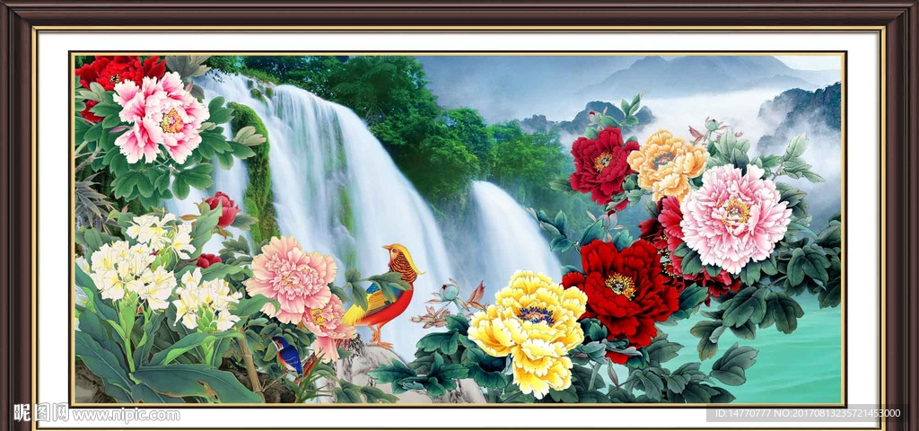 山水风景 花开富贵