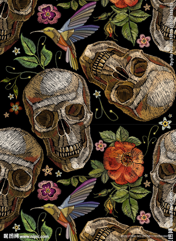 骷髅刺绣图案