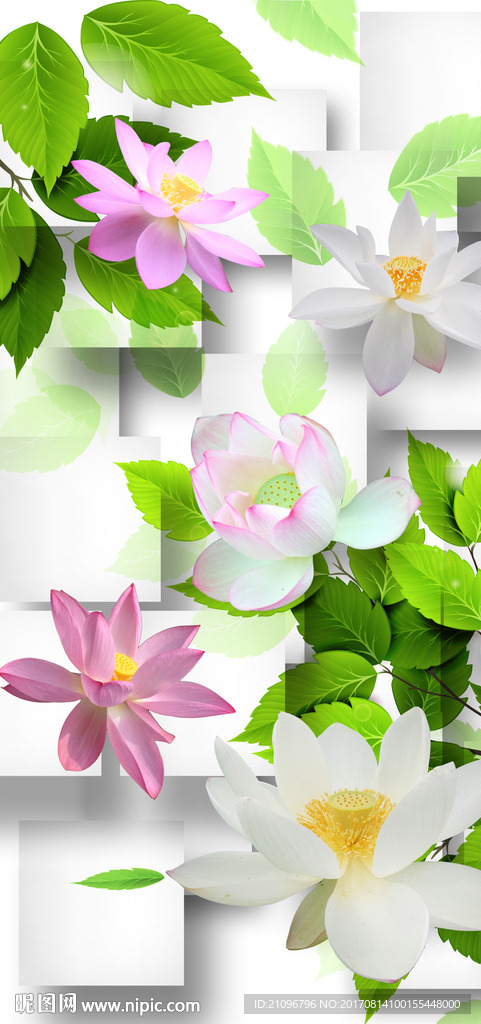3d荷花背景墙