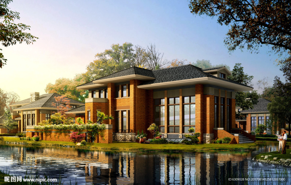 中式别墅效果图