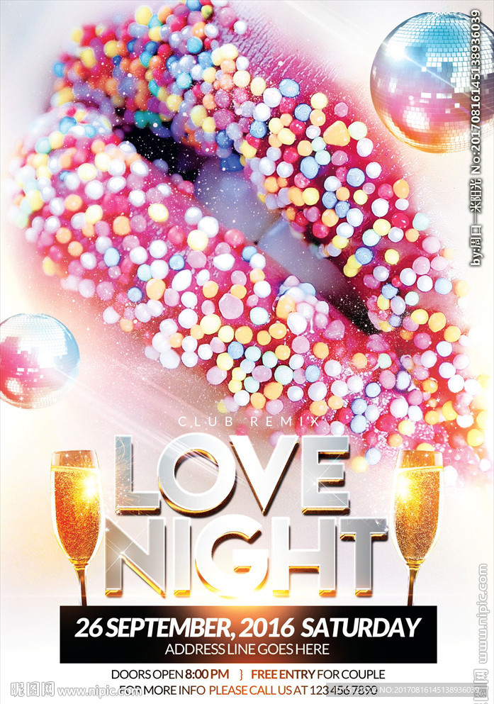 糖果色红唇派对海报