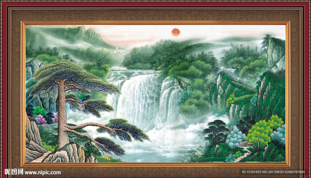 国画迎客松