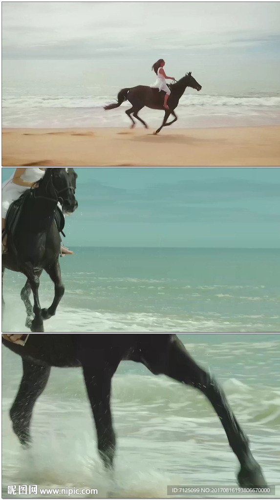 美女海滩骑马