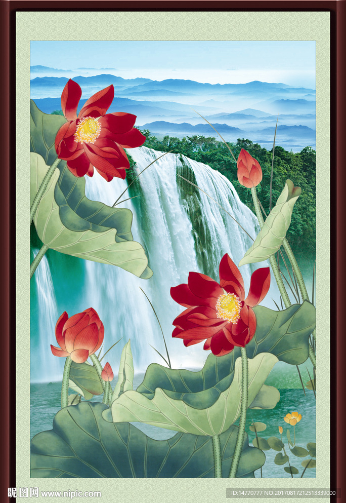 荷花山水风景