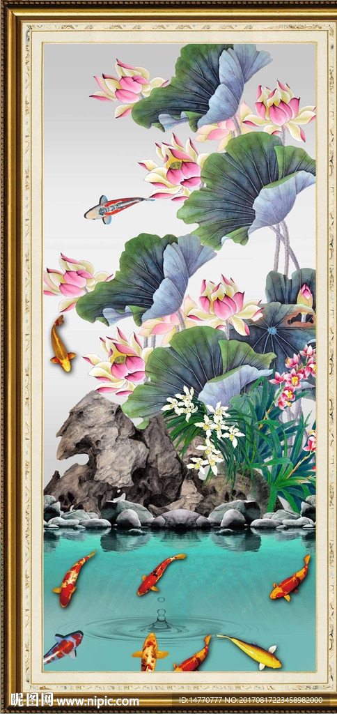 竖幅荷花