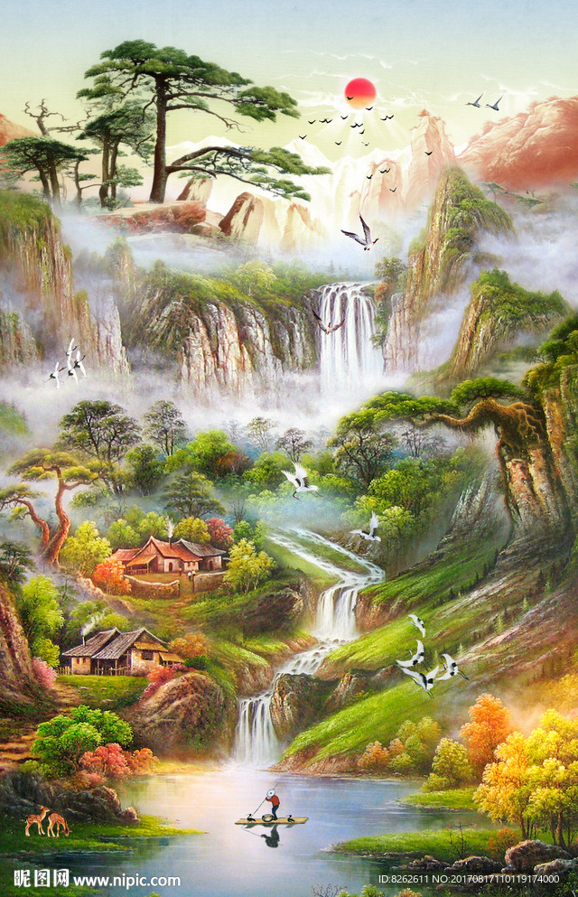 聚宝盆山水画