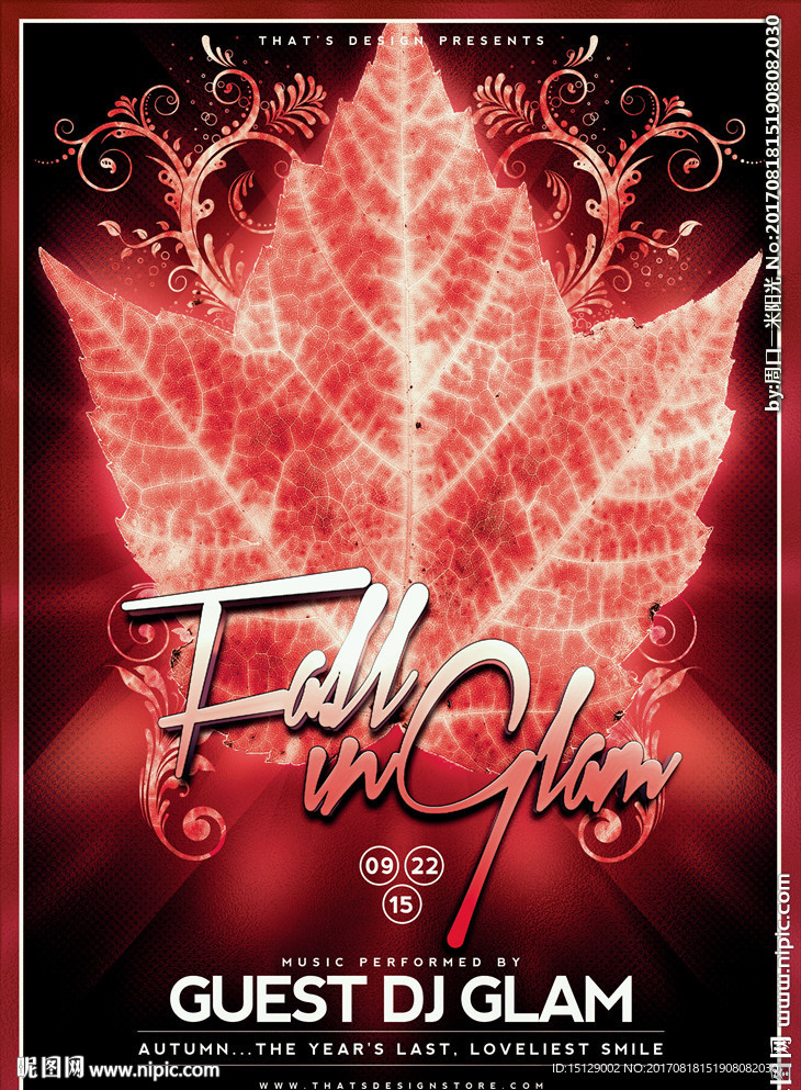 红色枫叶背景海报