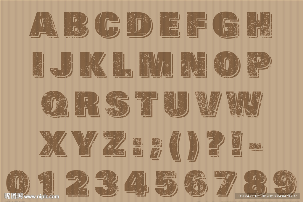 划痕复古英文字母设计