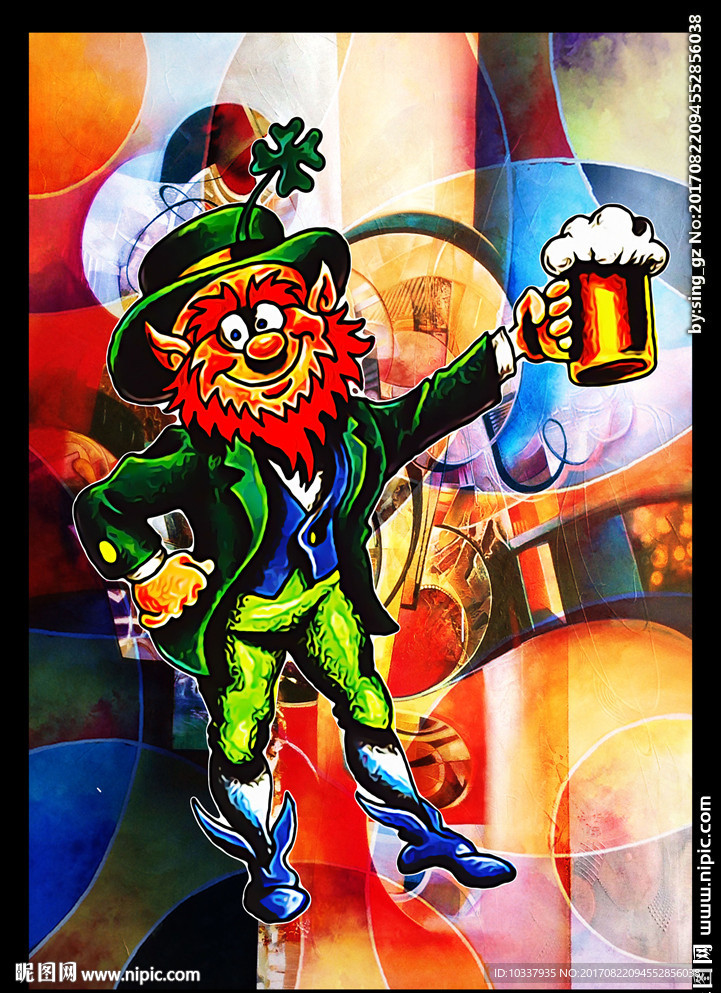 小丑啤酒装饰画