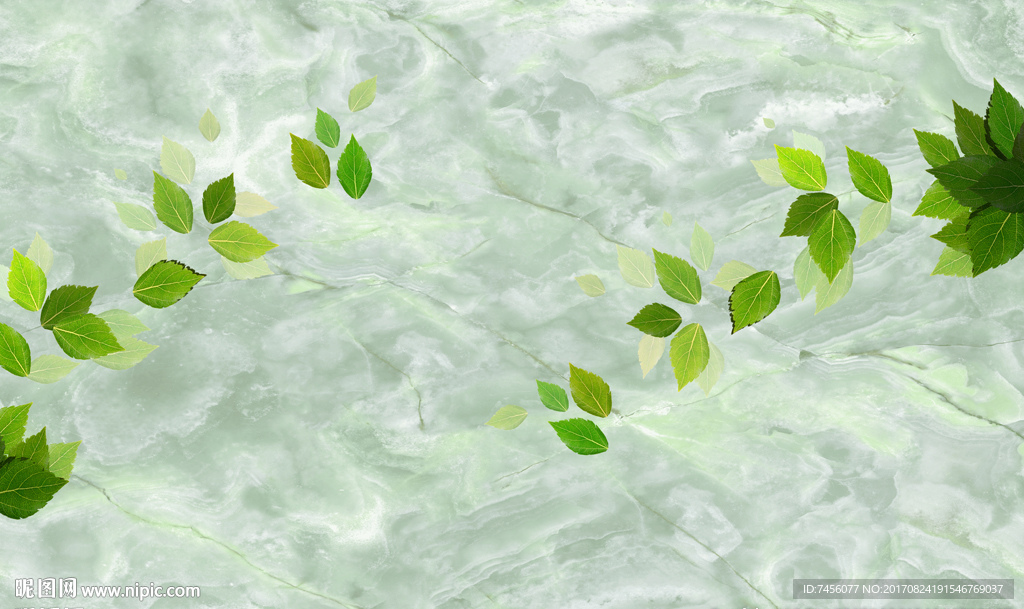 绿叶飘叶玉石背景墙
