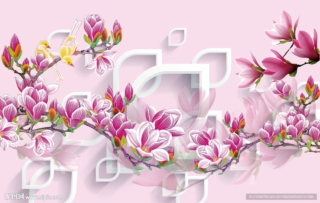 3d花鸟背景墙