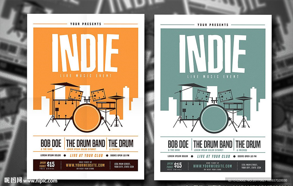 手绘架子鼓音乐会海报