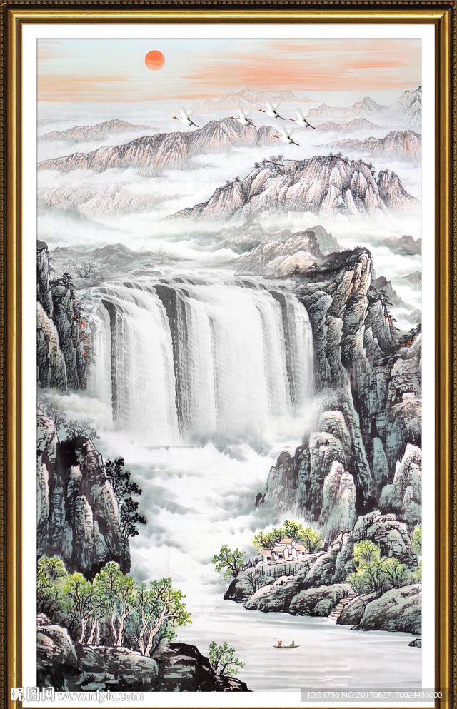 竖幅山水画