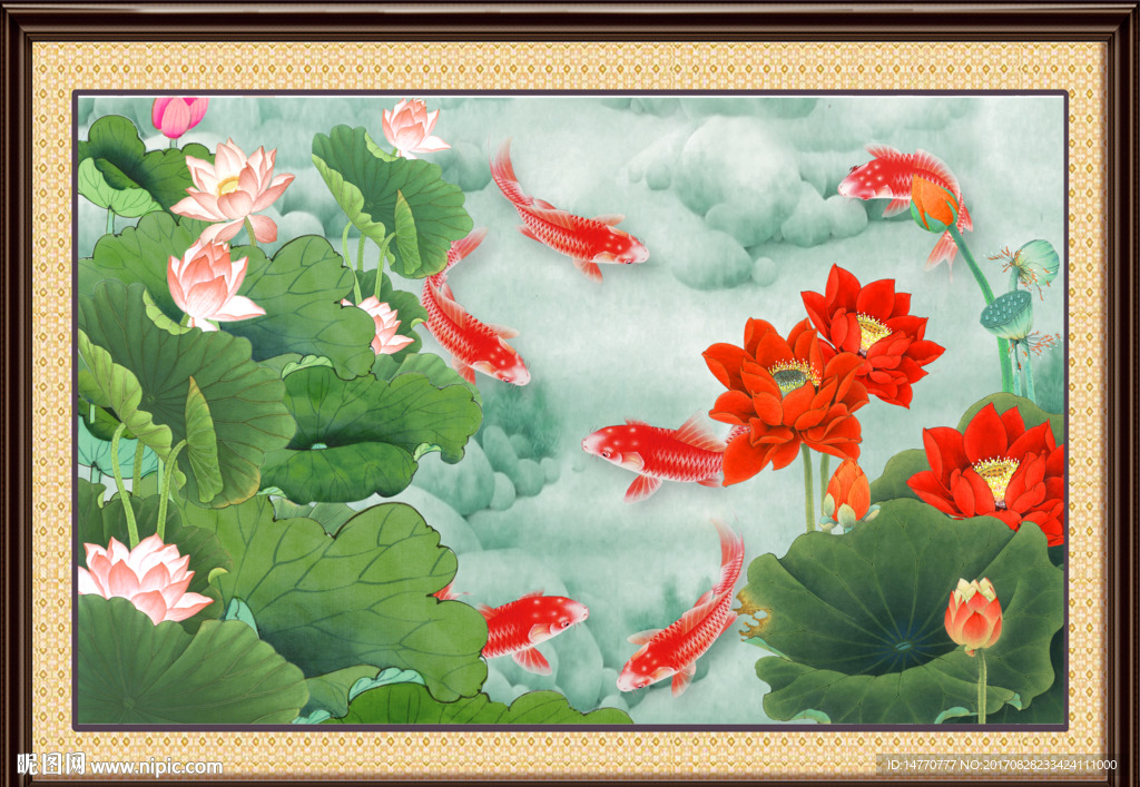 荷花鲤鱼图