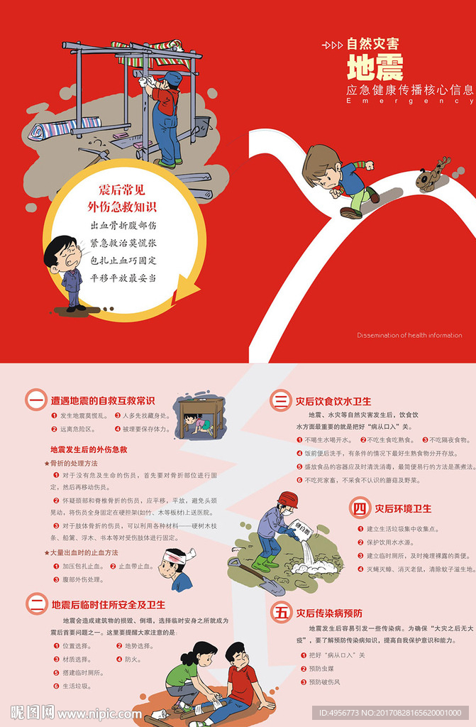 自然灾害地震三折页