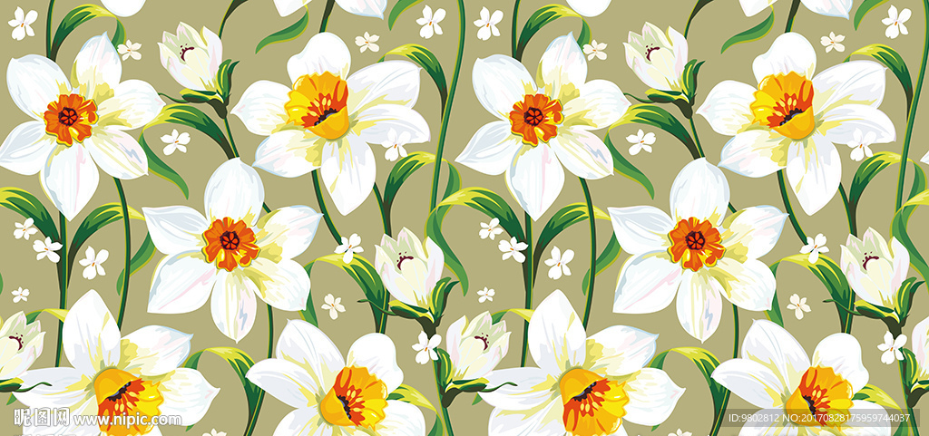 手绘花朵背景墙