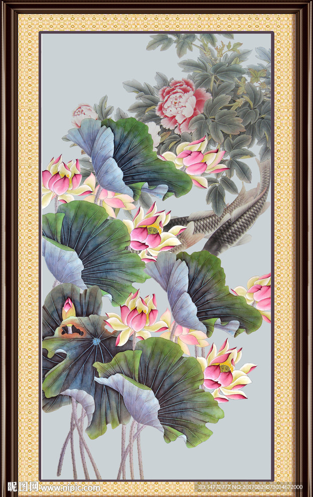 荷花鲤鱼图