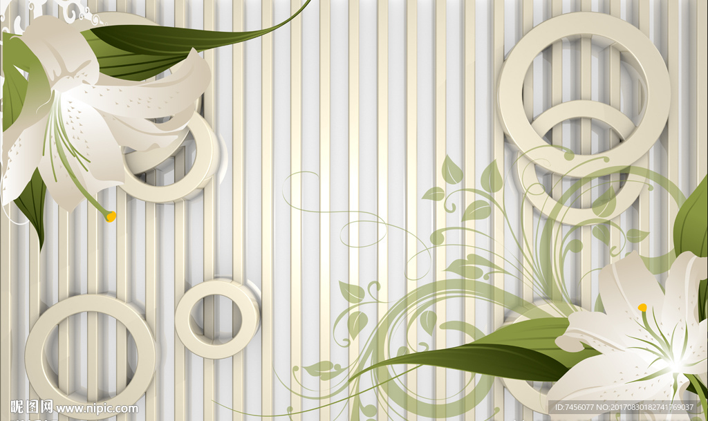 复古兰花立体圈圈背景墙