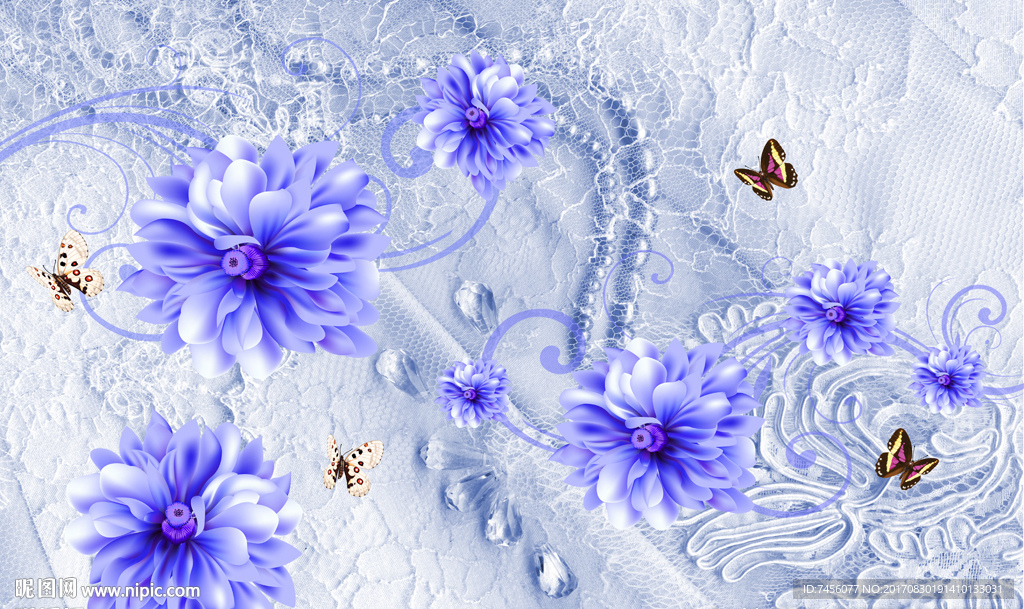 蝶恋花高档布纹背景墙