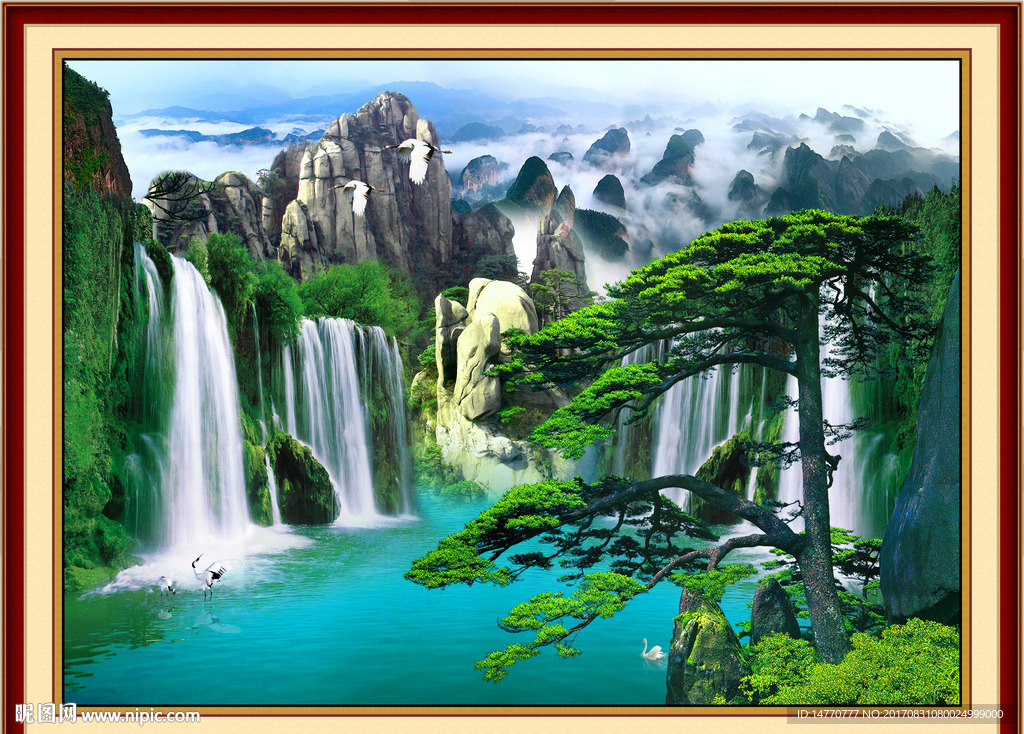 山水风景迎客松