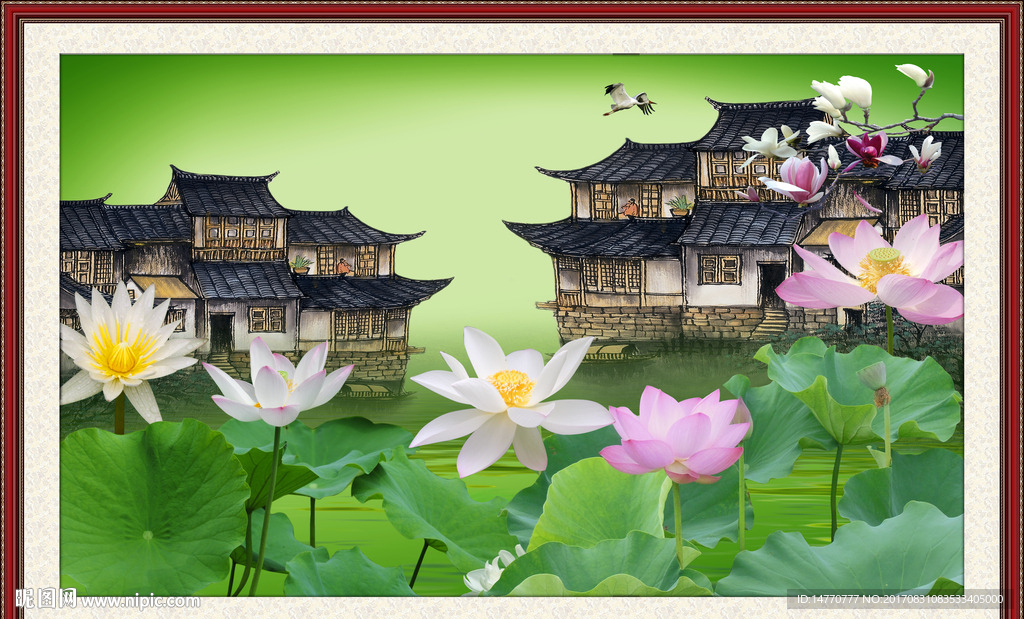 荷花江南图