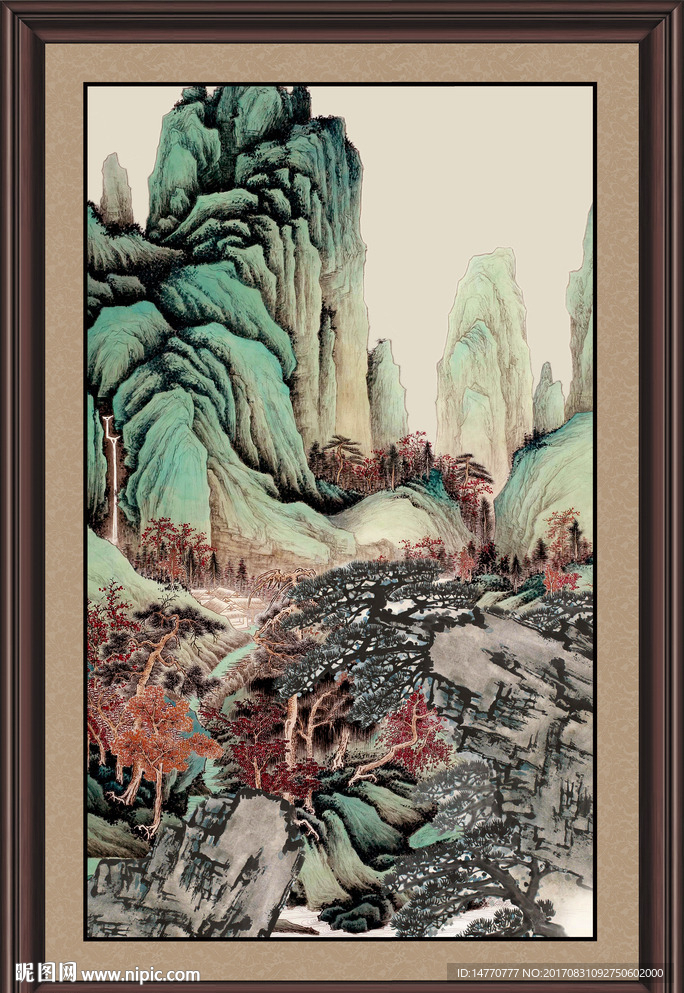 国画山水竖幅