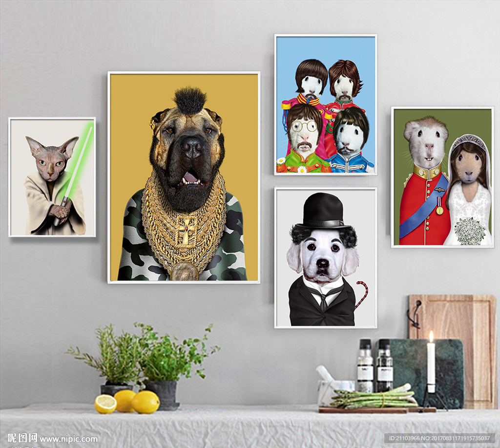 明星动物脸时尚现代装饰画