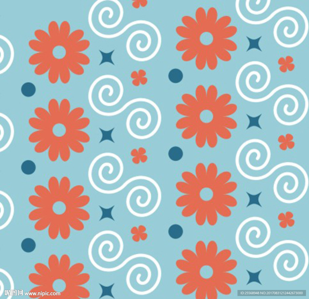 波浪纹花卉波点女装印花版