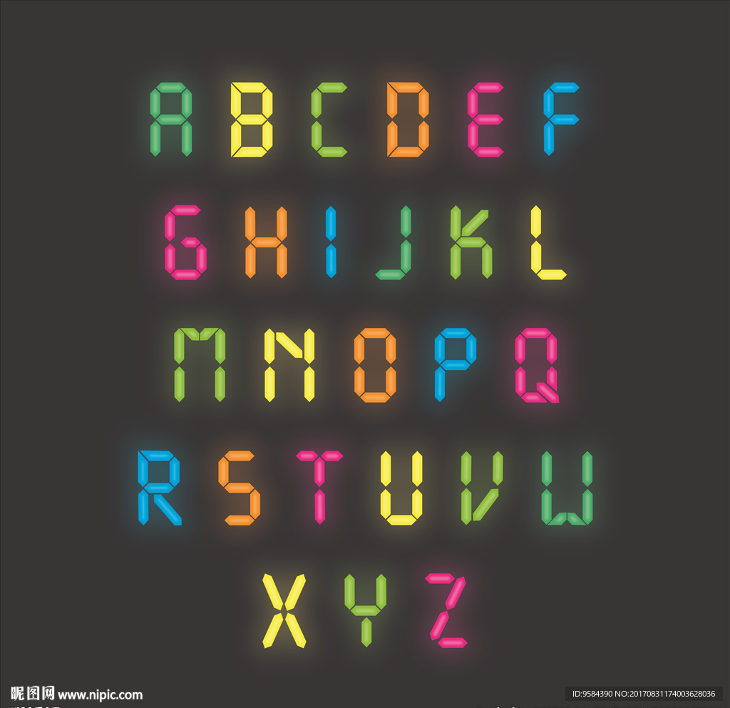 LED灯英文字母