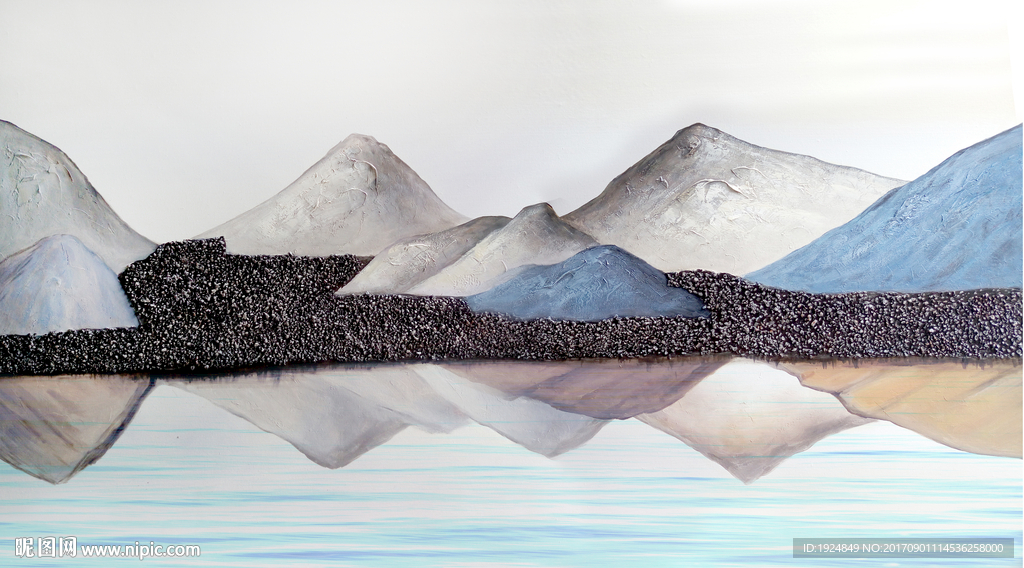 新中式写意山水碎石质感壁画