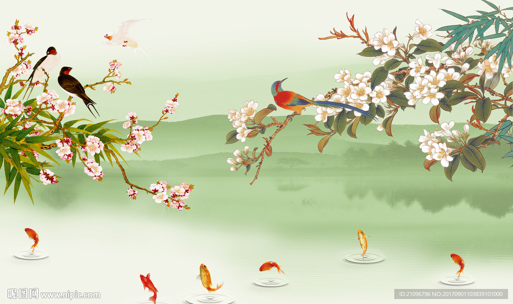 花鸟背景墙