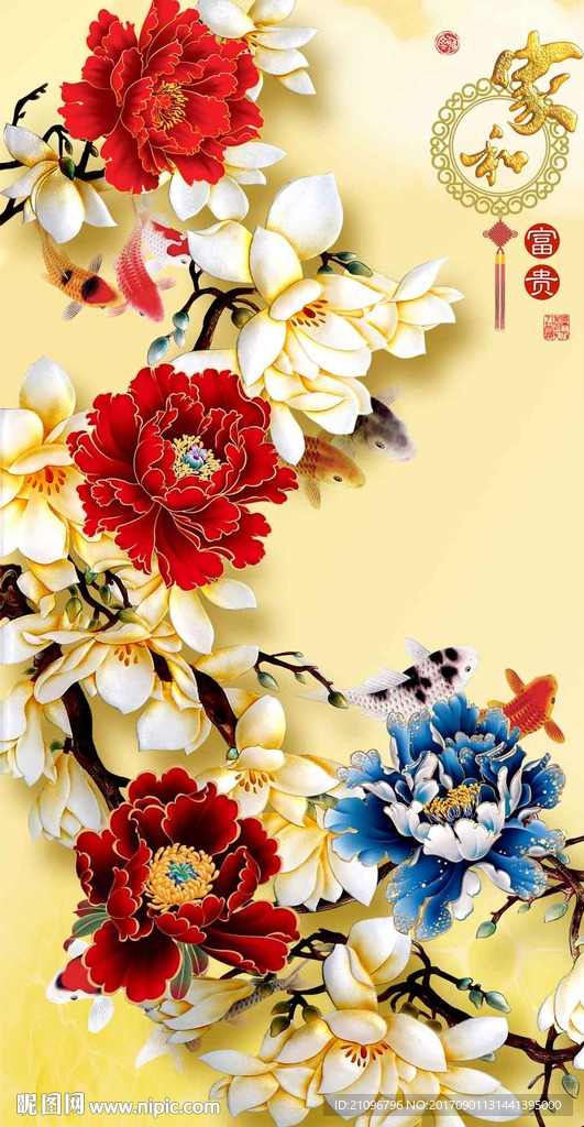 彩雕玄关背景墙