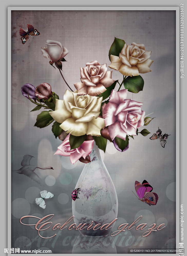 玫瑰花   牡丹花 古典画