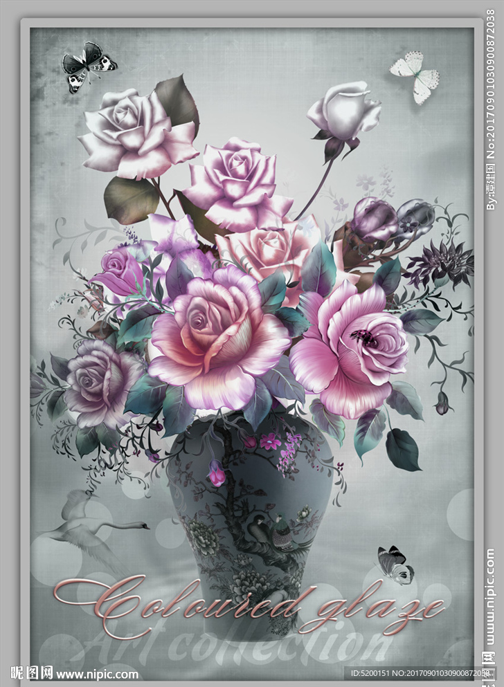玫瑰花   牡丹花 古典画