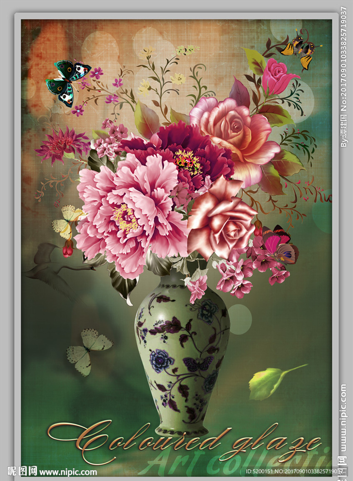 玫瑰花   牡丹花 古典画