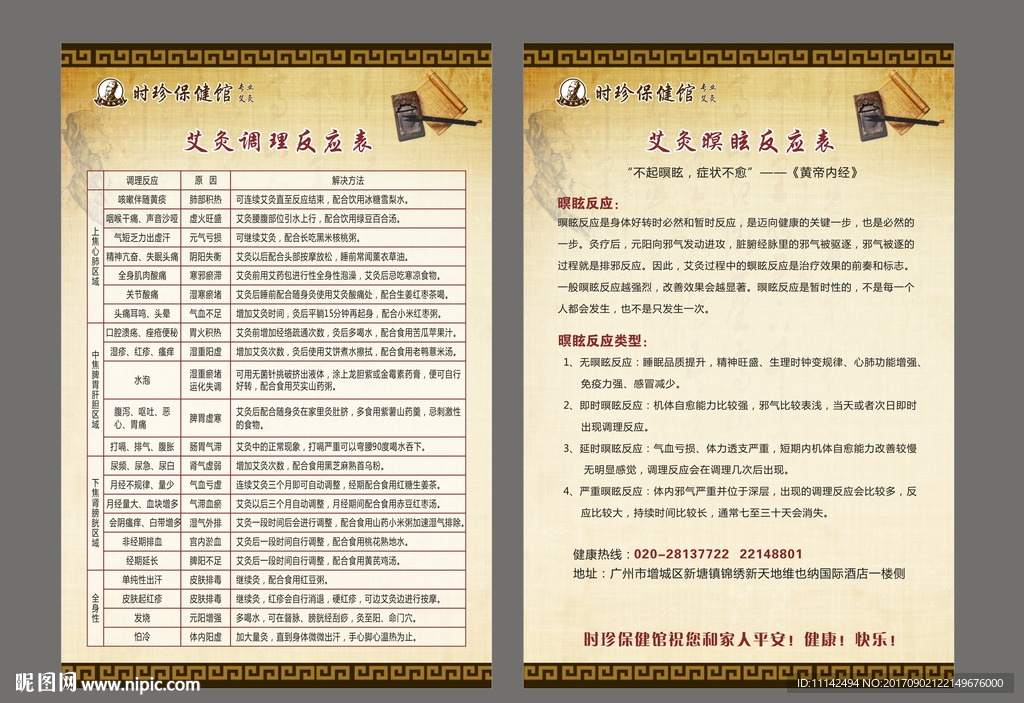 艾灸理疗反应表