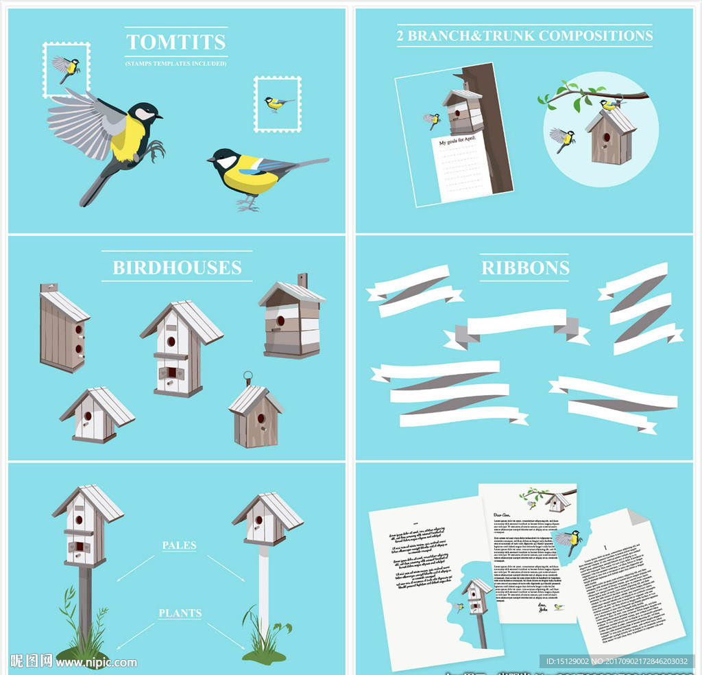 手绘小鸟鸟巢鸟窝