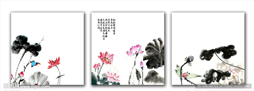 无框画荷花