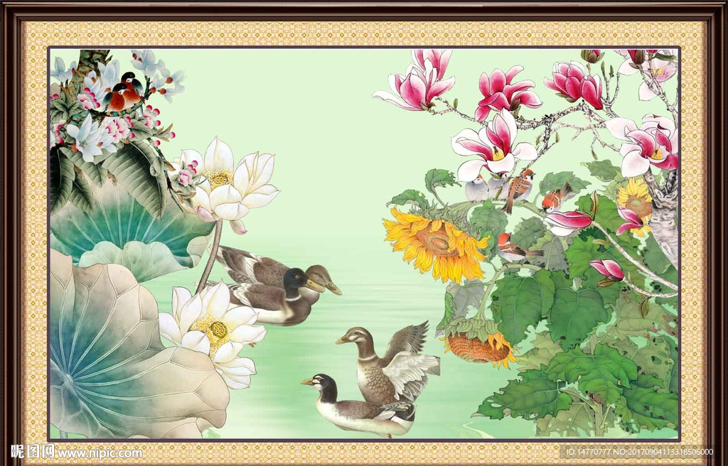 荷花鸳鸯图