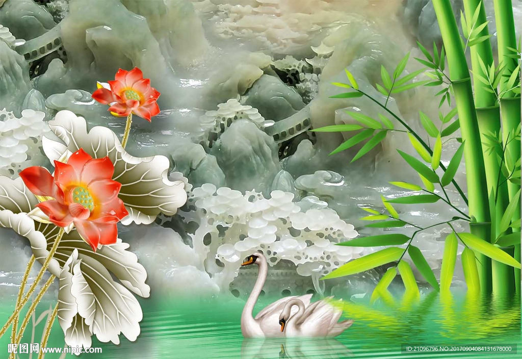 玉雕背景墙竹子