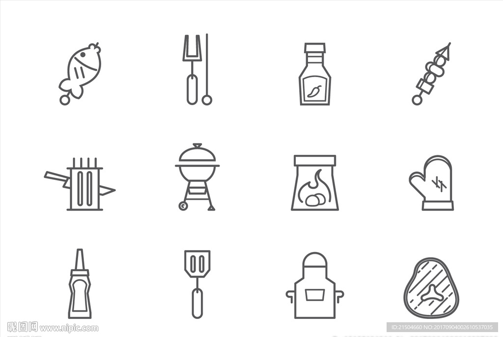 精致矢量料理工具图标