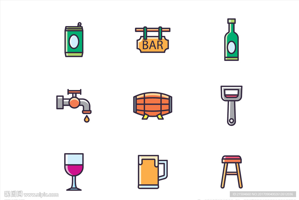 精致矢量酒吧图标