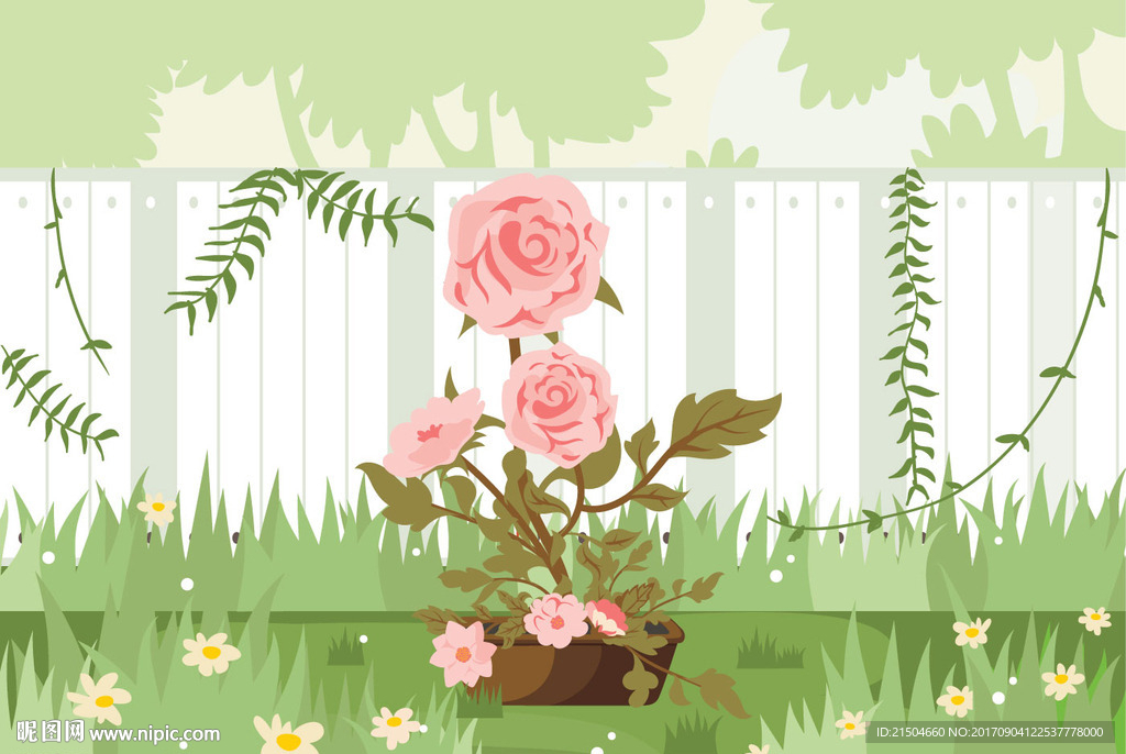 精致矢量花卉绿植插画图片