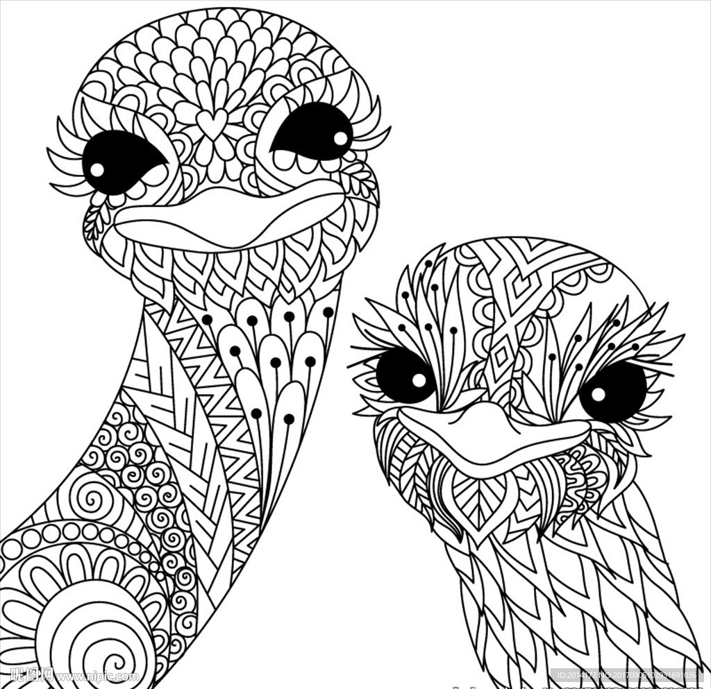 鸵鸟头矢量图案