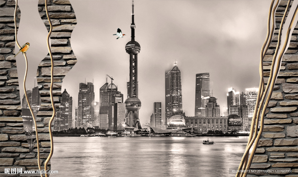欧式怀旧黑白上海城市建筑
