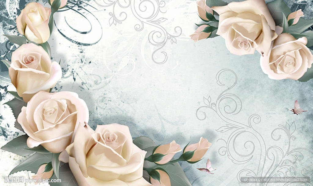 欧式简约手绘油画花卉电视背景墙