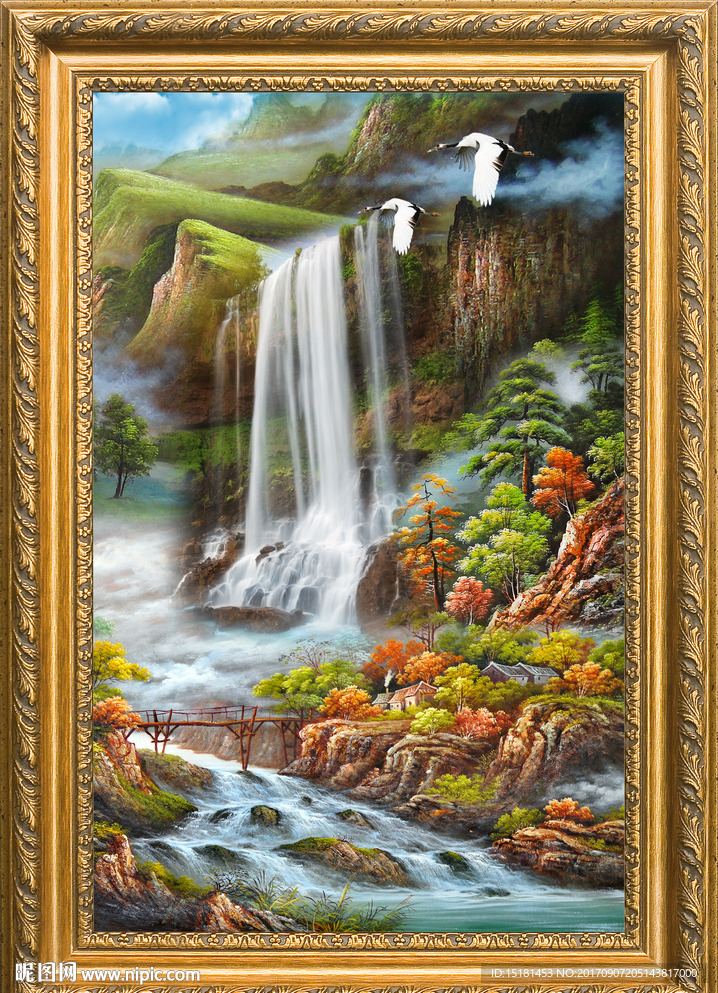 油画山水风景