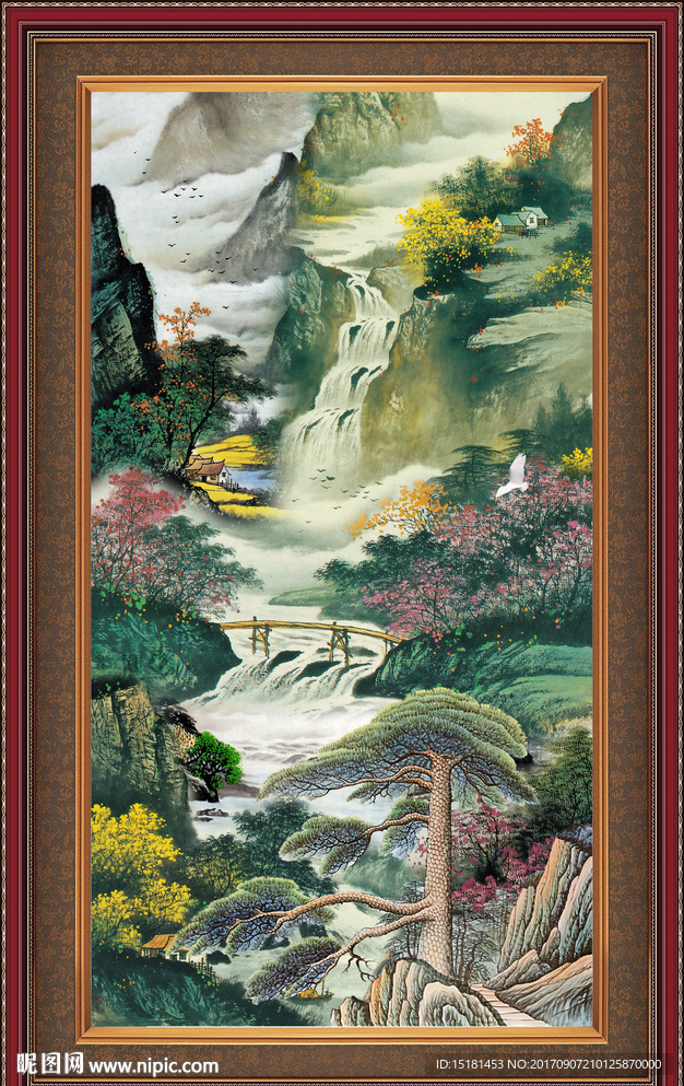 国画迎客松